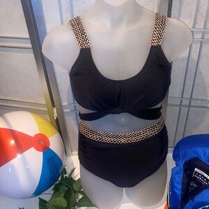 Black Bikini with Gold Chain Straps